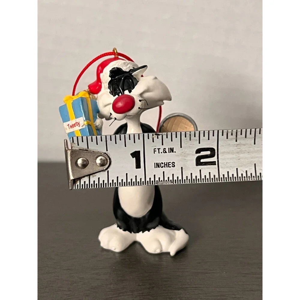 Vtg '96 Looney Tunes Sylvester the Cat Tweety Christmas Tree Ornament Santa Bell
